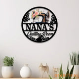 Personalized Floral Nana Sewing Room Metal Sign Custom Quilting Sign For Sewing Room Decor Sewing Machine Sign Gift for