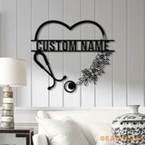 Personalized Floral Nurse Metal Sign RN LPN CNA Gifts Mother’s Day Gift for Nurses Custom Family Name Sign Doctor Gift