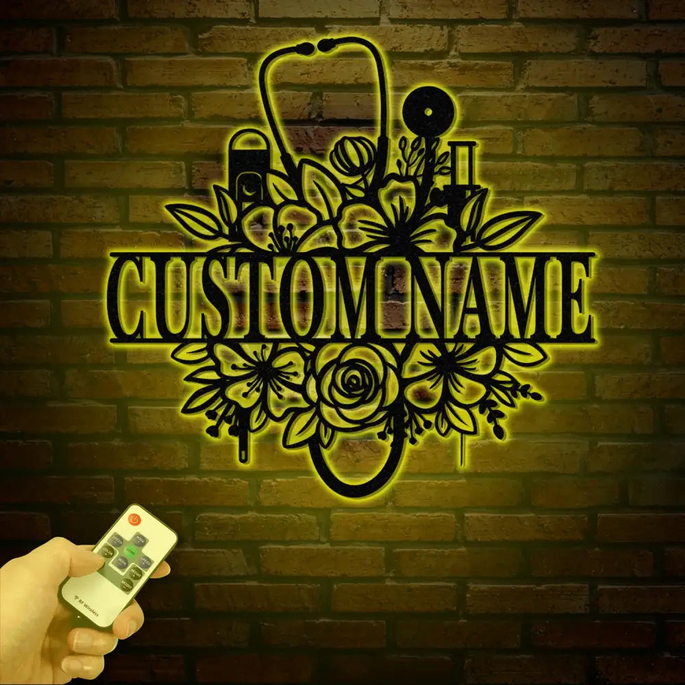 Personalized Floral Nurse Metal Sign RN LPN CNA Gifts Mother’s Day Gift for Nurses Custom Family Name Sign Doctor Gift