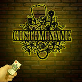 Personalized Floral Nurse Metal Sign RN LPN CNA Gifts Mother’s Day Gift for Nurses Custom Family Name Sign Doctor Gift