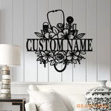 Personalized Floral Nurse Metal Sign RN LPN CNA Gifts Mother’s Day Gift for Nurses Custom Family Name Sign Doctor Gift