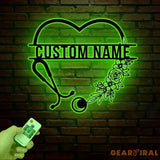 Personalized Floral Nurse Metal Sign RN LPN CNA Gifts Mother’s Day Gift for Nurses Custom Family Name Sign Doctor Gift