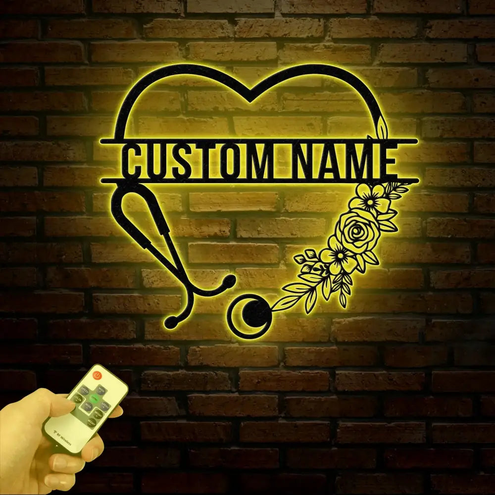 Personalized Floral Nurse Metal Sign RN LPN CNA Gifts Mother’s Day Gift for Nurses Custom Family Name Sign Doctor Gift