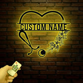 Personalized Floral Nurse Metal Sign RN LPN CNA Gifts Mother’s Day Gift for Nurses Custom Family Name Sign Doctor Gift