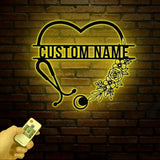 Personalized Floral Nurse Metal Sign RN LPN CNA Gifts Mother’s Day Gift for Nurses Custom Family Name Sign Doctor Gift