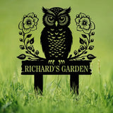 Personalized Floral Owl Garden Yard Stake Custom Owl Garde Metal Sign Garden Decor Garden Gifts Owl Decor Gifts for Mom