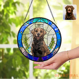 Personalized Floral Pet Portrait Stained Glass Suncatcher Custom Dog Portrait from Photo Pet Memorial Gift Pet Lover
