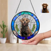 Personalized Floral Pet Portrait Stained Glass Suncatcher Custom Dog Portrait from Photo Pet Memorial Gift Pet Lover