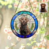 Personalized Floral Pet Portrait Stained Glass Suncatcher Custom Dog Portrait from Photo Pet Memorial Gift Pet Lover