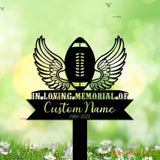 Personalized Football angel wings Memorial Stake - American Football Metal Stake - Sympathy Sign - Grave Marker