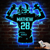 Personalized Football Player Metal Sign LED Lights - Football Room Decor - Football Team Gift - Custom Name Player
