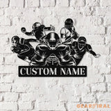 Personalized Football Player Name Metal Sign LED Lights Football Team Gift Football Room Decor Custom Football Wall Art