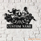 Personalized Football Player Name Metal Sign LED Lights Football Team Gift Football Room Decor Custom Football Wall Art
