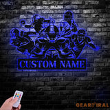 Personalized Football Player Name Metal Sign LED Lights Football Team Gift Football Room Decor Custom Football Wall Art