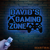 Personalized Gamer Name Sign - LED Video Game Controller Wall Art - Custom Metal Decor for Game Room - LED Light