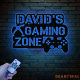 Personalized Gamer Name Sign - LED Video Game Controller Wall Art - Custom Metal Decor for Game Room - LED Light