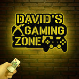Personalized Gamer Name Sign - LED Video Game Controller Wall Art - Custom Metal Decor for Game Room - LED Light