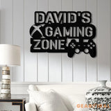 Personalized Gamer Name Sign - LED Video Game Controller Wall Art - Custom Metal Decor for Game Room - LED Light