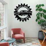 Personalized Garage Family name Metal LED Sign - Last Name Initial Hanging - Personalize Garage Metal Sign - Garage