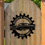 Personalized Garage Family name Metal LED Sign - Last Name Initial Hanging - Personalize Garage Metal Sign - Garage