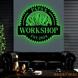 Personalized Garage Metal Sign with Led Light Custom Name Garage Decor Man Cave Sign Workshop Sign Wall Art For Dad Dad