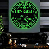 Personalized Garage Metal Sign with Led Light Custom Name Garage Decor Man Cave Sign Workshop Sign Wall Art For Dad Dad