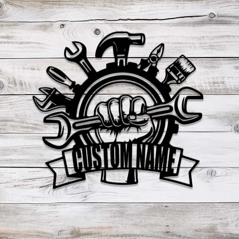 Personalized Garage Metal Sign with Led Light Custom Name Garage Decor Man Cave Sign Workshop Sign Wall Art For Dad Dad