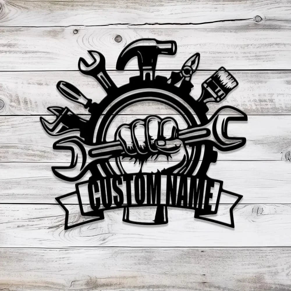 Personalized Garage Metal Sign with Led Light Custom Name Garage Decor Man Cave Sign Workshop Sign Wall Art For Dad Dad