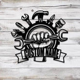 Personalized Garage Metal Sign with Led Light Custom Name Garage Decor Man Cave Sign Workshop Sign Wall Art For Dad Dad