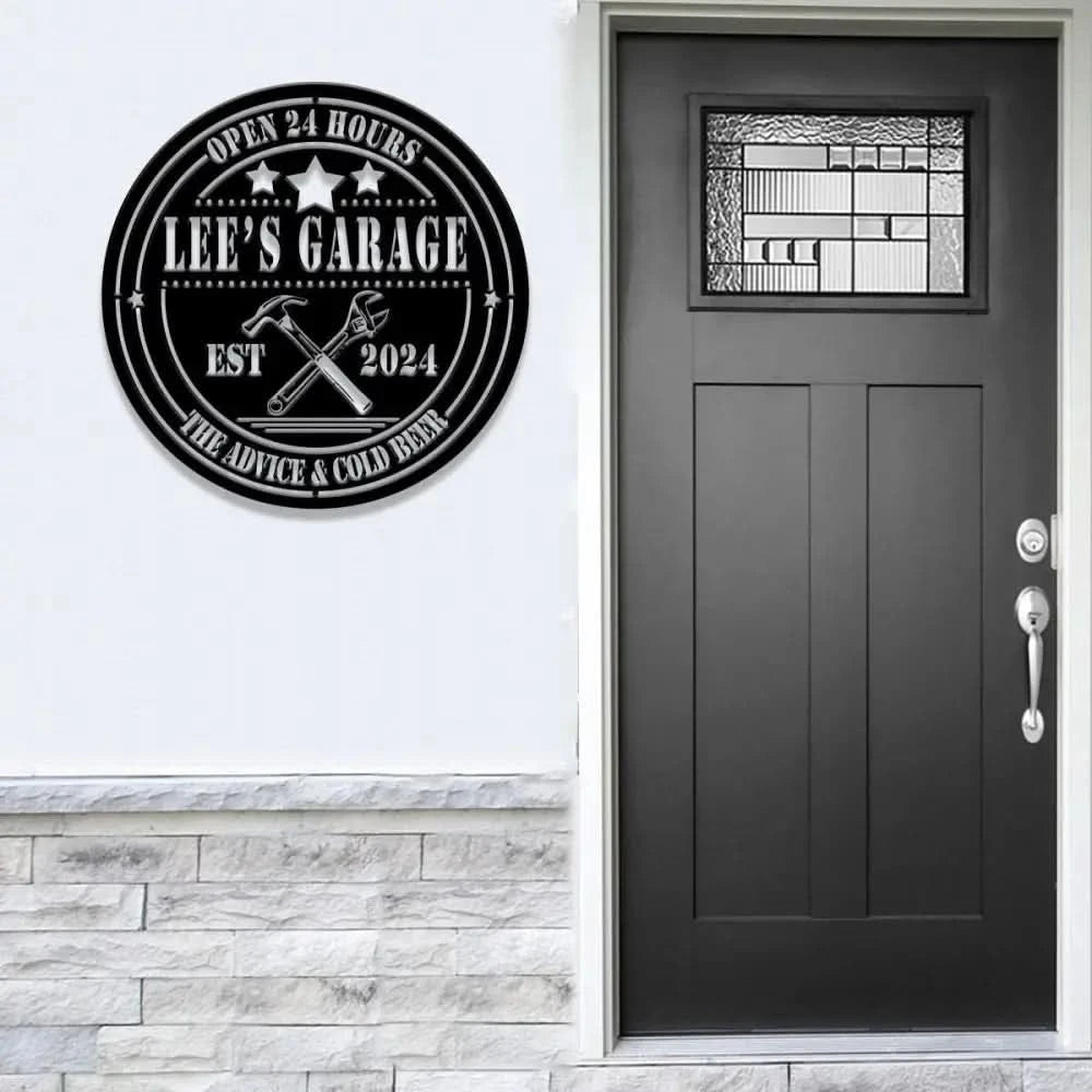 Personalized Garage Metal Sign with Led Light Custom Name Garage Decor Man Cave Sign Workshop Sign Wall Art For Dad Dad