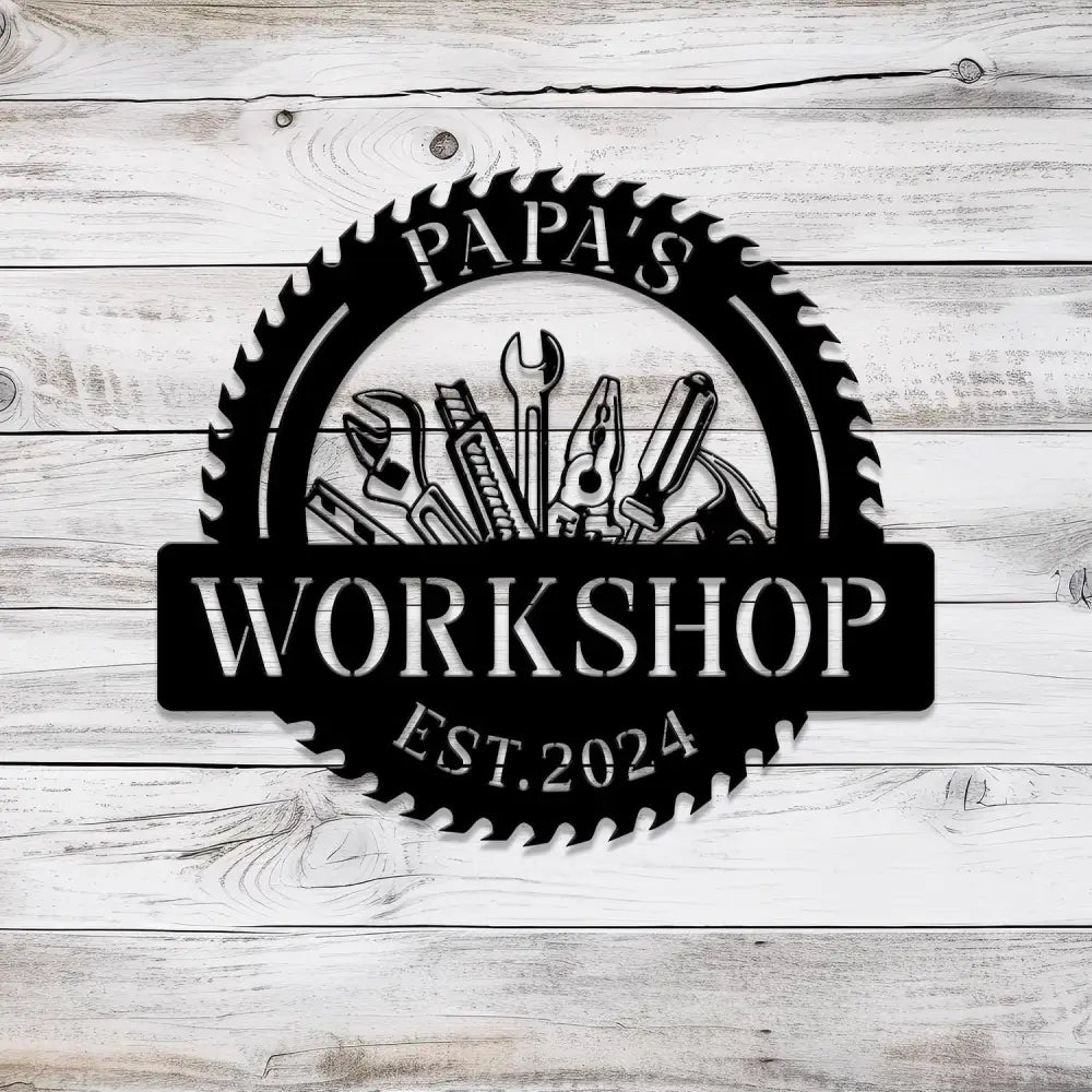 Personalized Garage Metal Sign with Led Light Custom Name Garage Decor Man Cave Sign Workshop Sign Wall Art For Dad Dad