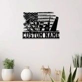 Personalized Garage US Flag Metal Sign with Led Light Custom Name Garage Decor Man Cave Sign Workshop Sign Wall Art For