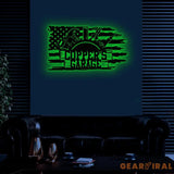 Personalized Garage US Flag Metal Sign with Led Light Custom Name Garage Decor Man Cave Sign Workshop Sign Wall Art For