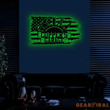 Personalized Garage US Flag Metal Sign with Led Light Custom Name Garage Decor Man Cave Sign Workshop Sign Wall Art For