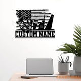 Personalized Garage US Flag Metal Sign with Led Light Custom Name Garage Decor Man Cave Sign Workshop Sign Wall Art For