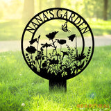 Personalized Garden Metal Sign With Stakes - Garden Flower Sign - Custom Garden Name Sign - Metal Yard Art | GearViral