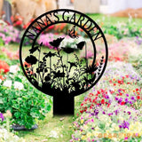 Personalized Garden Metal Sign With Stakes - Garden Flower Sign - Custom Garden Name Sign - Metal Yard Art | GearViral