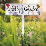 Personalized Garden Sign with Stake Metal Flower Garden Sign Custom Garden Stake Family Garden Sign Yard Decor Gardener