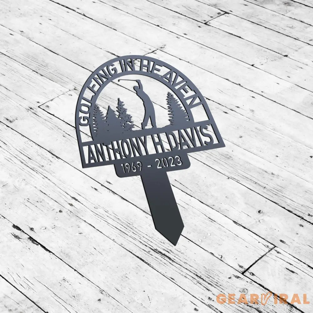 Personalized Golf Memorial Stake - Metal Stake With Solar Light - Golfing In Heaven - Father’s Day | GearViral