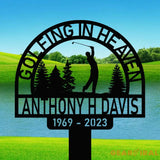 Personalized Golf Memorial Stake - Metal Stake With Solar Light - Golfing In Heaven - Father’s Day | GearViral