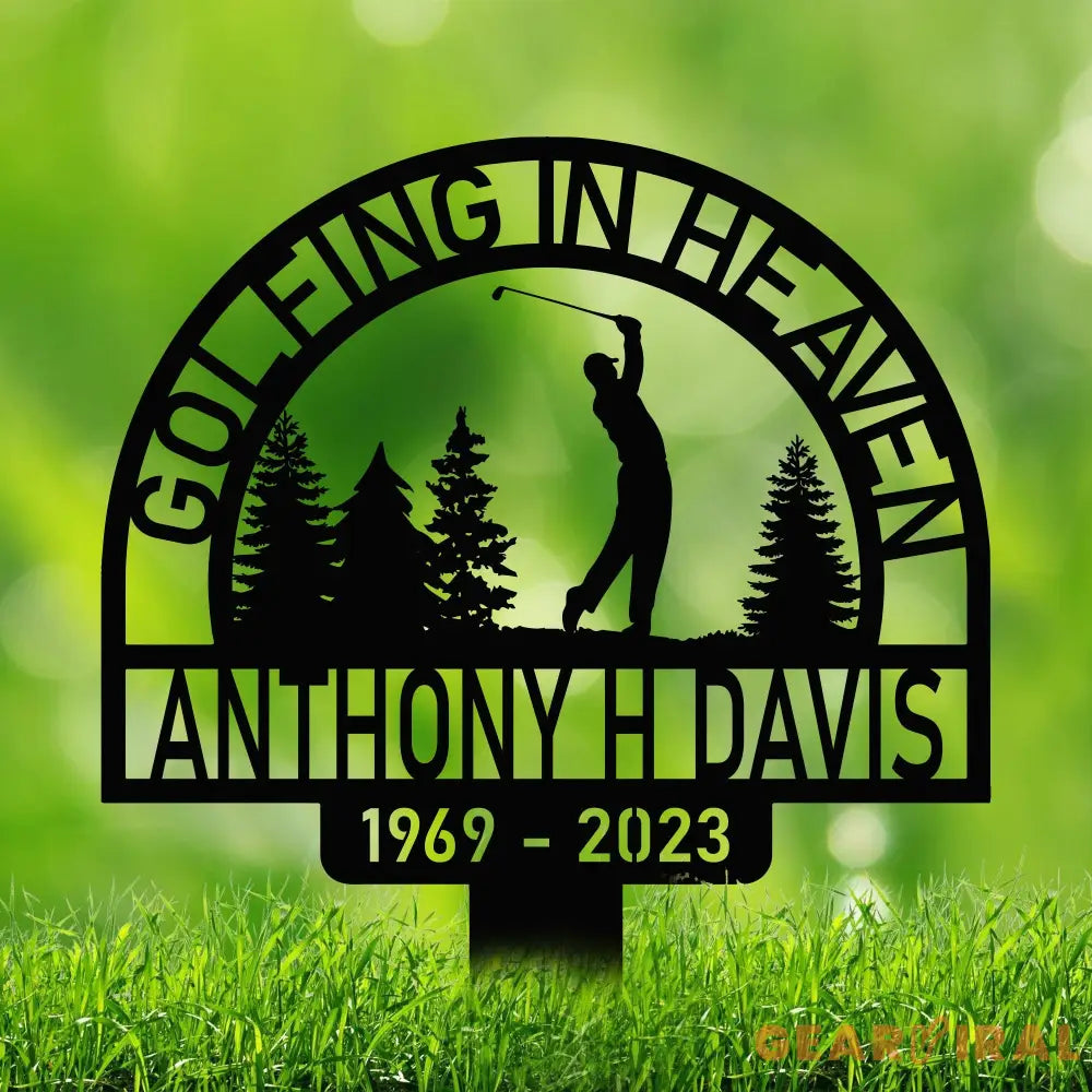Personalized Golf Memorial Stake - Metal Stake With Solar Light - Golfing In Heaven - Father’s Day | GearViral