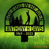 Personalized Golf Memorial Stake - Metal Stake With Solar Light - Golfing In Heaven - Father’s Day | GearViral
