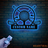 Personalized Golf Metal Sign LED Light Custom Golfer Name Sign Golf Gifts for Men Father’s Day Gift 19th Hole Decor