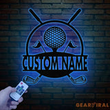 Personalized Golf Metal Sign LED Light Custom Golfer Name Sign Golf Gifts for Men Father’s Day Gift 19th Hole Decor
