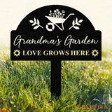 Personalized Grandma’s Garden Love Grows Here Metal Sign Flower Sign with Stakes Gift for Grandma - Gearviral