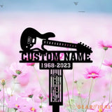 Personalized Grave Marker for Human - Guitar Player Memorial Metal Plaque - Guitarist Outdoor Garden Stake - Playing In