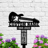 Personalized Grave Marker for Human - Guitar Player Memorial Metal Plaque - Guitarist Outdoor Garden Stake - Playing In