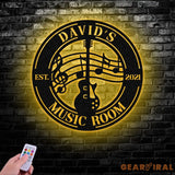 Personalized Guitar Metal Wall Art With Led Lights Music Room Decor Music Studio Sign Musician Gift - Gearviral