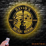 Personalized Guitar Metal Wall Art With Led Lights Music Room Decor Music Studio Sign Musician Gift - Gearviral