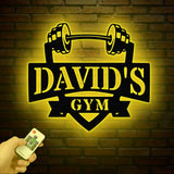 Personalized Gym Name Metal Sign Custom Bodybuilder Name Sign Barbell Gym Wall Hanging Fitness Center Wall Art